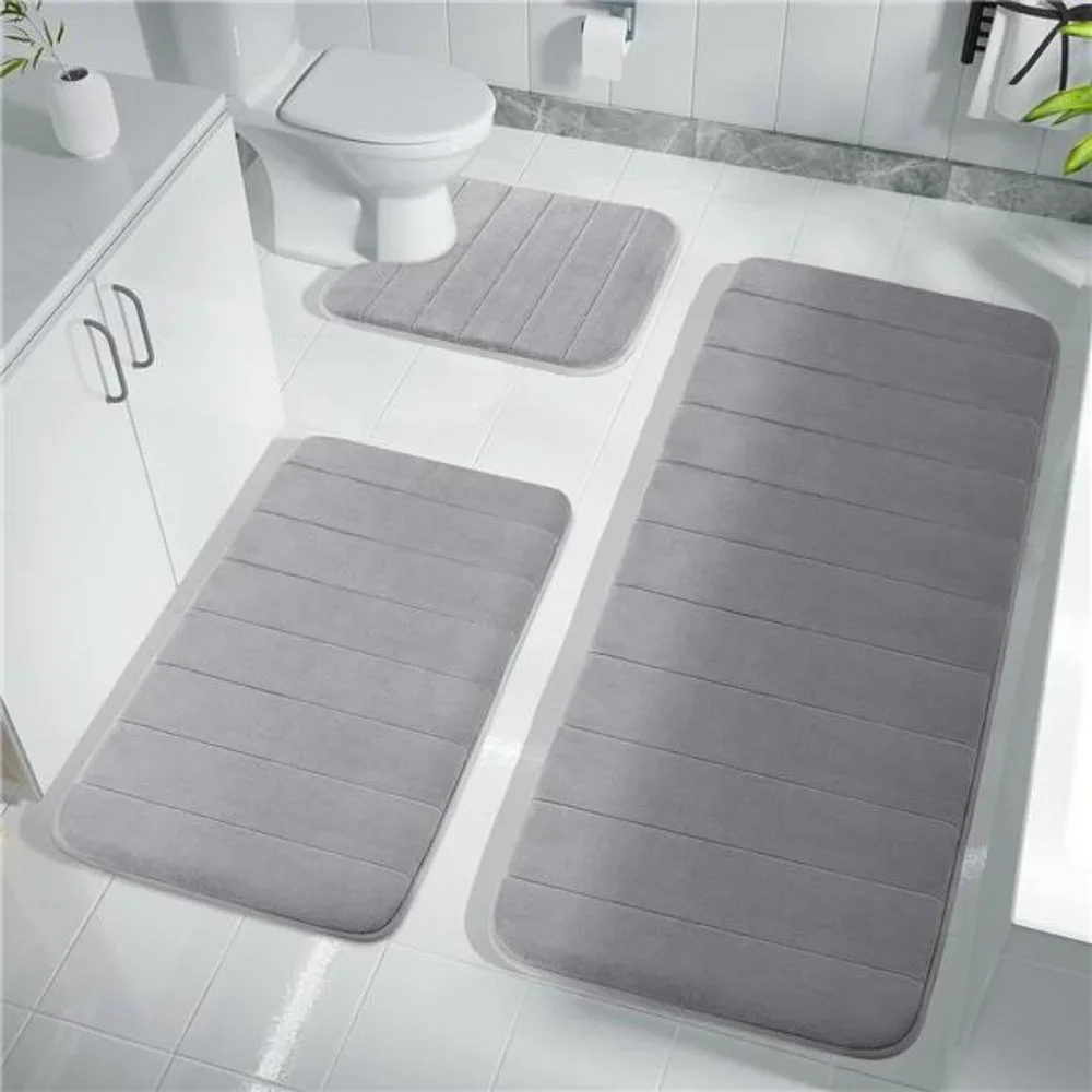 Memory Foam Bath Mat Set,Bathroom Rugs for 3 Pieces,Toilet Mats,Soft Comfortable